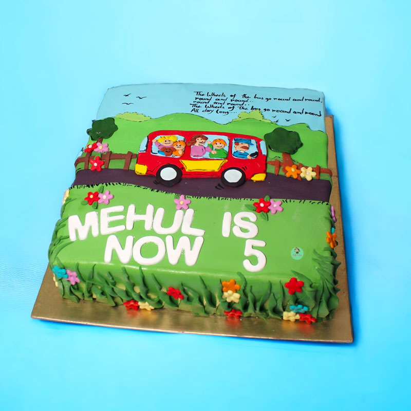 Coco Melon Bus Theme Cake